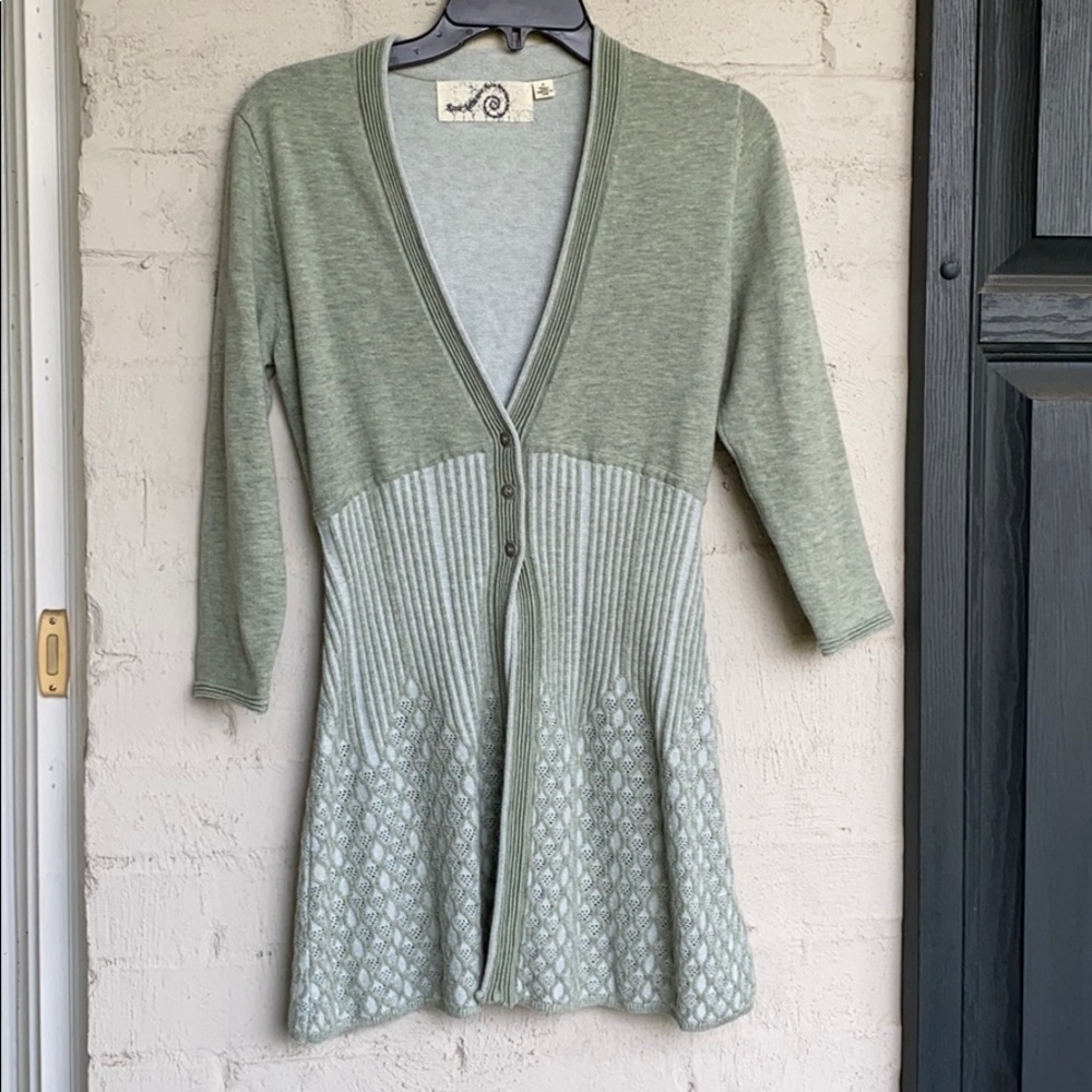 Anthro Rosie Neira pointelle stitch Vneck cardigan